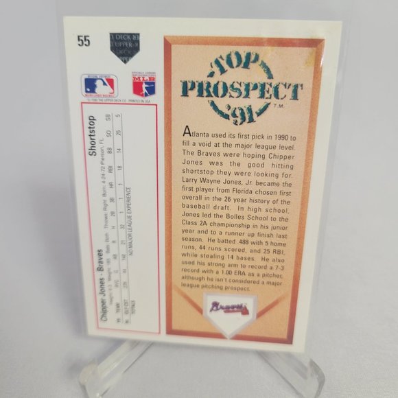 Chipper Jones 1991 Upper Deck Top Prospect Rookie Card #55 - Picture 2 of 3